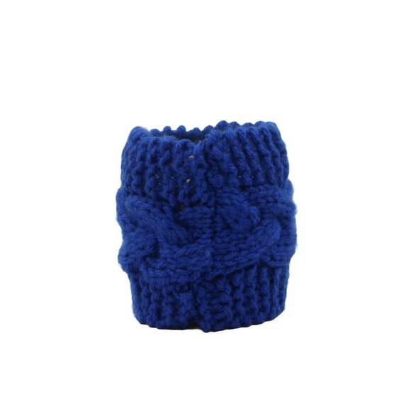 Handmade Hand Knit Royal Blue Cable Knit Candle Cozy - Picture 2 of 4